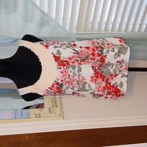 Wrapper S camisole floral print, white rosettes at neckline good condition